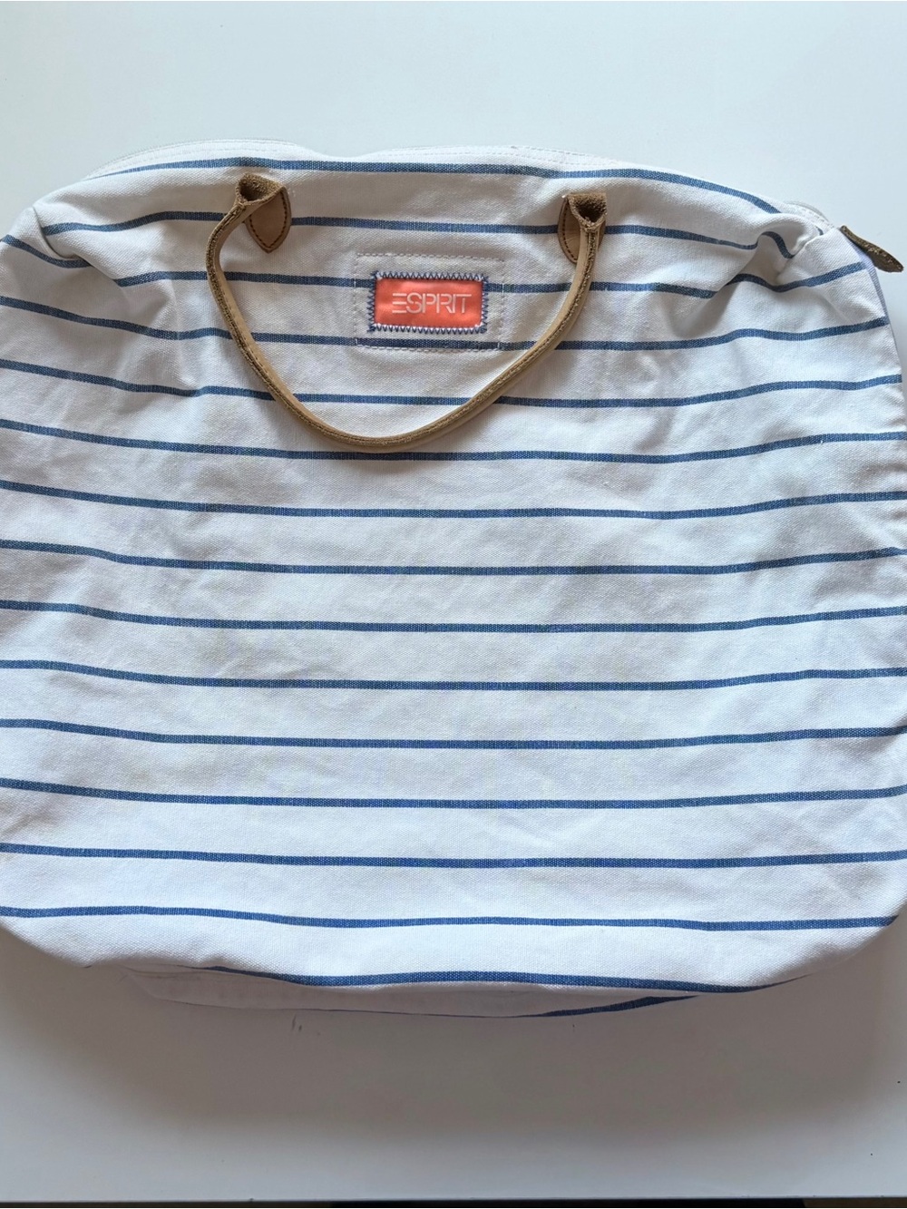 Vintage Esprit Breton striped canvas carryall tote #0112